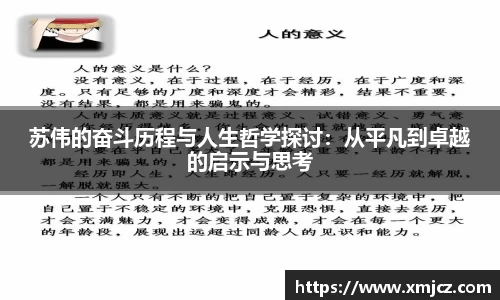苏伟的奋斗历程与人生哲学探讨：从平凡到卓越的启示与思考